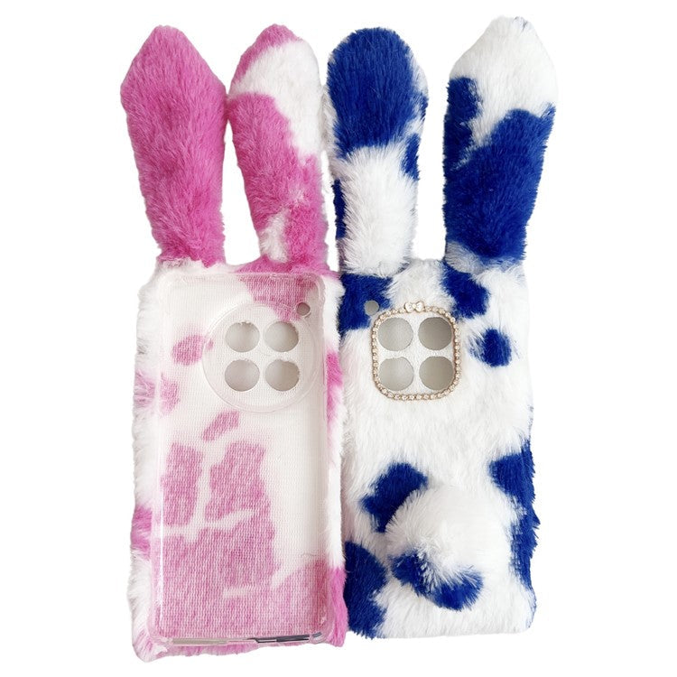 For OnePlus 12 5G Case Fluffy Cows Ear Shockproof Soft TPU Phone Cover - Blue