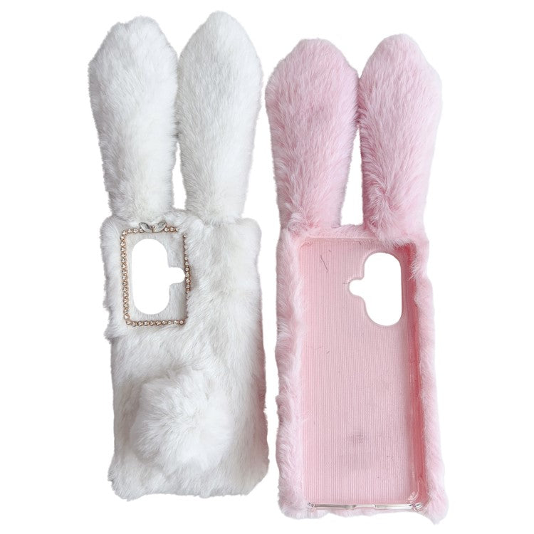 For OnePlus Nord CE3 5G Case Flexible TPU Bunny Ears Furry Hairball Phone Cover - Pink