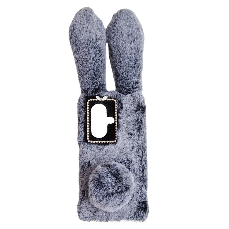 For OnePlus Nord CE3 5G Case Flexible TPU Bunny Ears Furry Hairball Phone Cover - Dark Grey