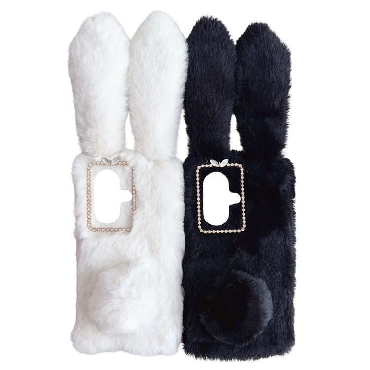 For OnePlus Nord CE3 5G Case Flexible TPU Bunny Ears Furry Hairball Phone Cover - Black