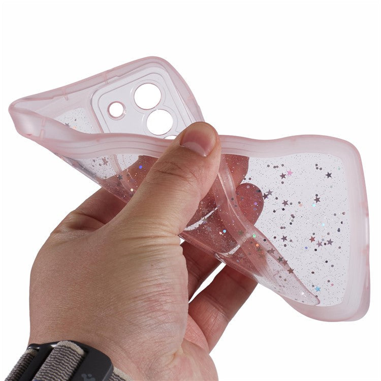 JTW Series for Samsung Galaxy S22+ 5G Wavy Edge TPU Case Anti-Drop Epoxy Phone Cover - Transparent Pink