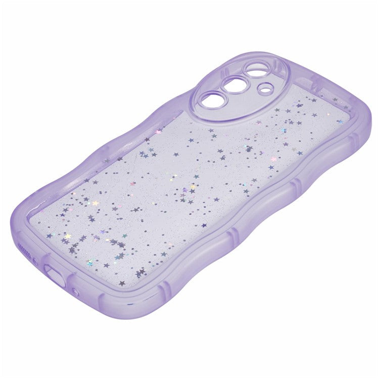 JTW Series for Samsung Galaxy A34 5G Case Wavy Edge Shiny Stars TPU Phone Cover - Transparent Purple