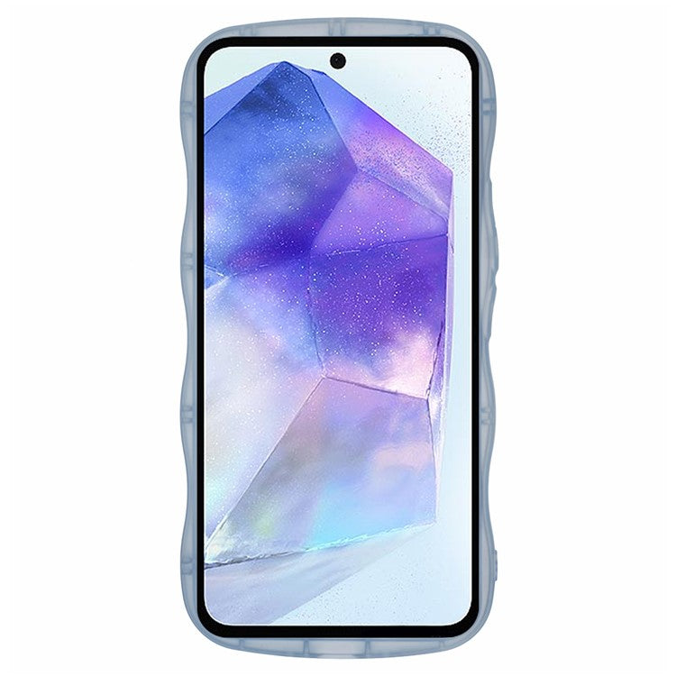 JTW Series for Samsung Galaxy A35 5G Case Wavy Edge Epoxy Bump Proof TPU Phone Protector - Transparent Blue