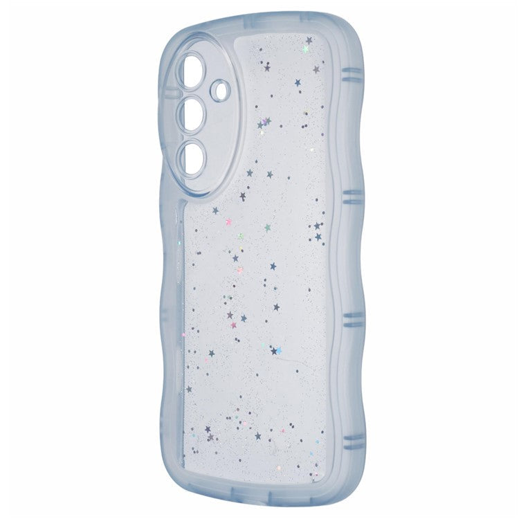 JTW Series for Samsung Galaxy A35 5G Case Wavy Edge Epoxy Bump Proof TPU Phone Protector - Transparent Blue