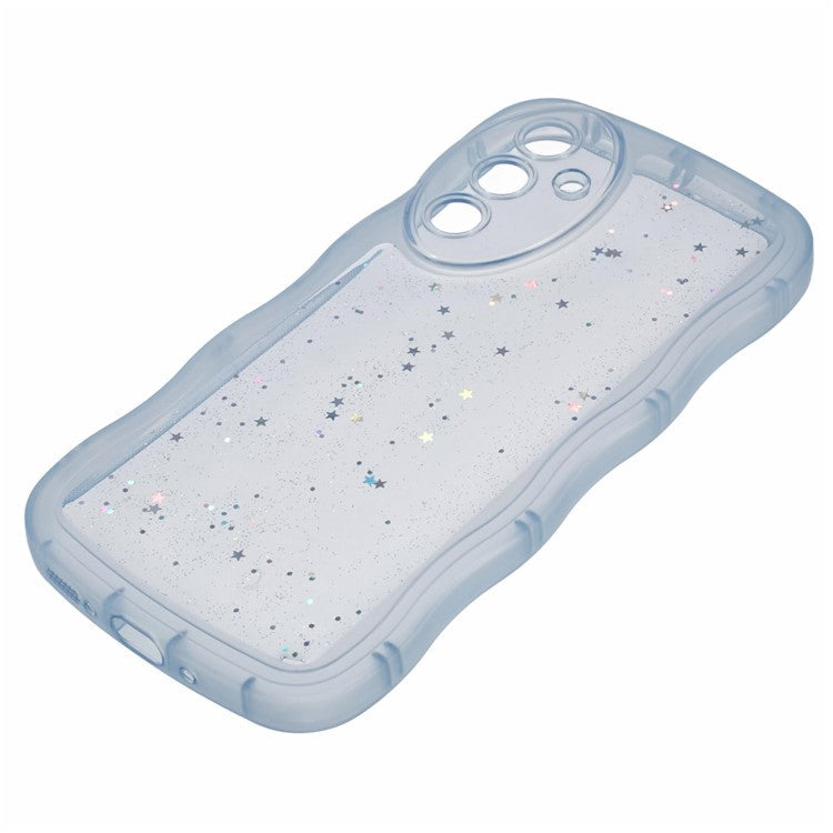 JTW Series for Samsung Galaxy A35 5G Case Wavy Edge Epoxy Bump Proof TPU Phone Protector - Transparent Blue