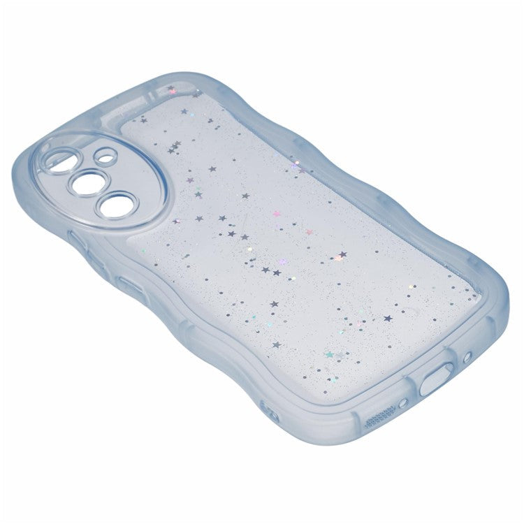 JTW Series for Samsung Galaxy A35 5G Case Wavy Edge Epoxy Bump Proof TPU Phone Protector - Transparent Blue