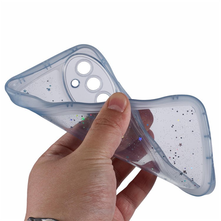 JTW Series for Samsung Galaxy A35 5G Case Wavy Edge Epoxy Bump Proof TPU Phone Protector - Transparent Blue