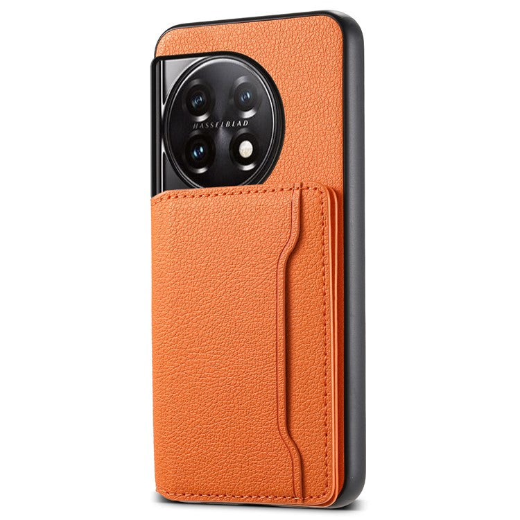 For OnePlus 11 5G Case PU Leather Coated PC+TPU Protective Phone Cover - Orange