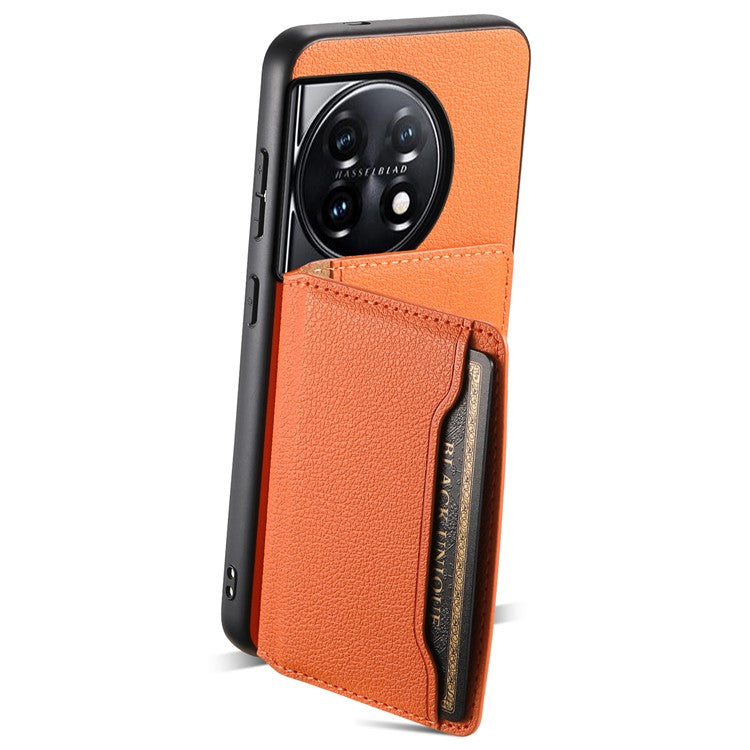 For OnePlus 11 5G Case PU Leather Coated PC+TPU Protective Phone Cover - Orange