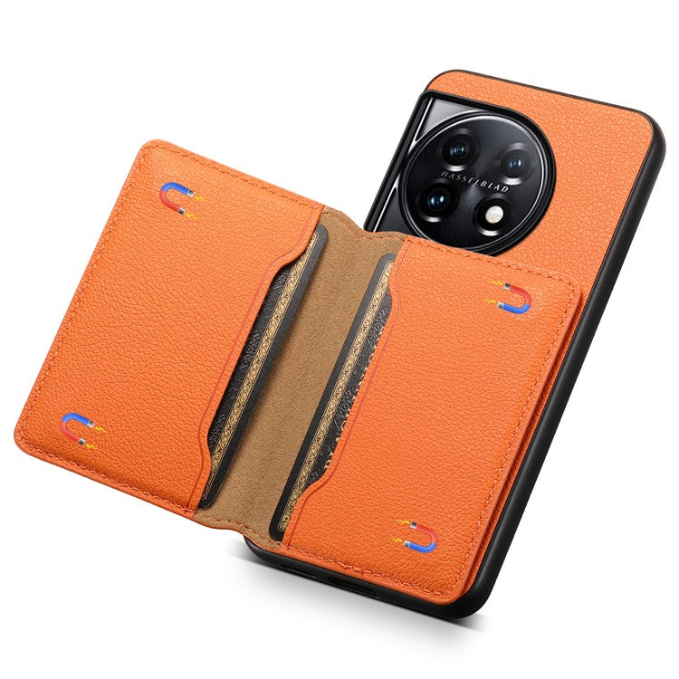 For OnePlus 11 5G Case PU Leather Coated PC+TPU Protective Phone Cover - Orange