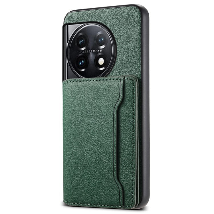 For OnePlus 11 5G Case PU Leather Coated PC+TPU Protective Phone Cover - Green