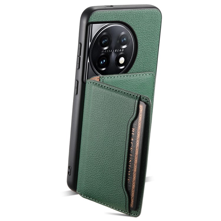 For OnePlus 11 5G Case PU Leather Coated PC+TPU Protective Phone Cover - Green