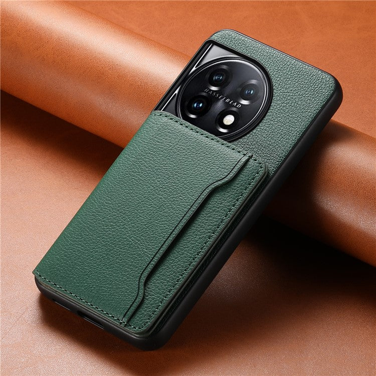 For OnePlus 11 5G Case PU Leather Coated PC+TPU Protective Phone Cover - Green