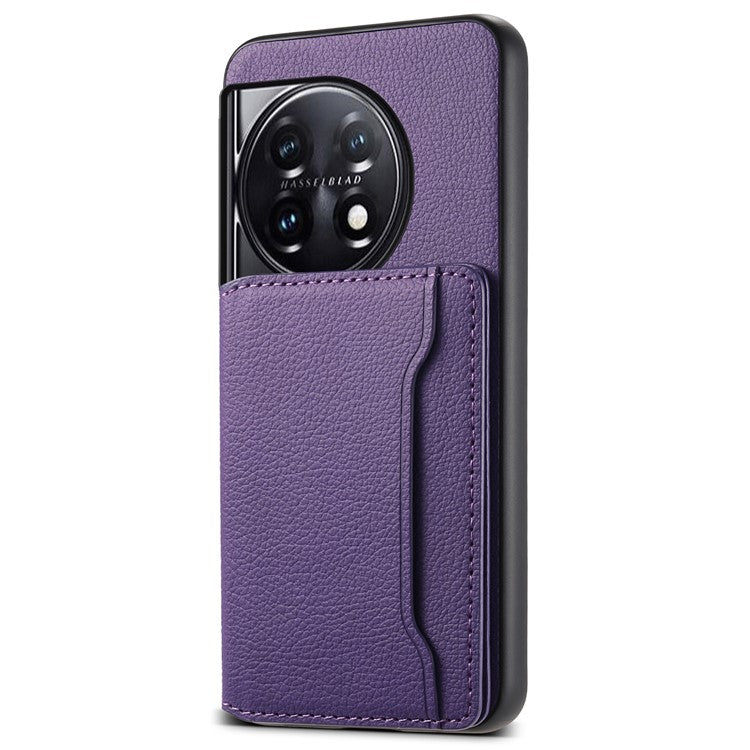For OnePlus 11 5G Case PU Leather Coated PC+TPU Protective Phone Cover - Purple