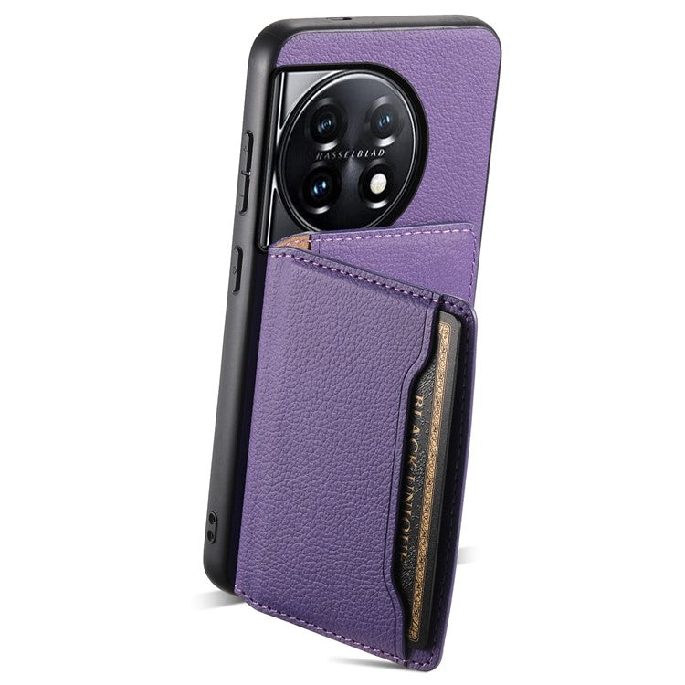For OnePlus 11 5G Case PU Leather Coated PC+TPU Protective Phone Cover - Purple