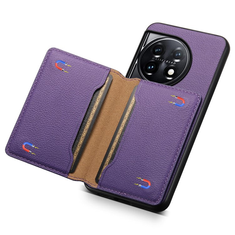 For OnePlus 11 5G Case PU Leather Coated PC+TPU Protective Phone Cover - Purple