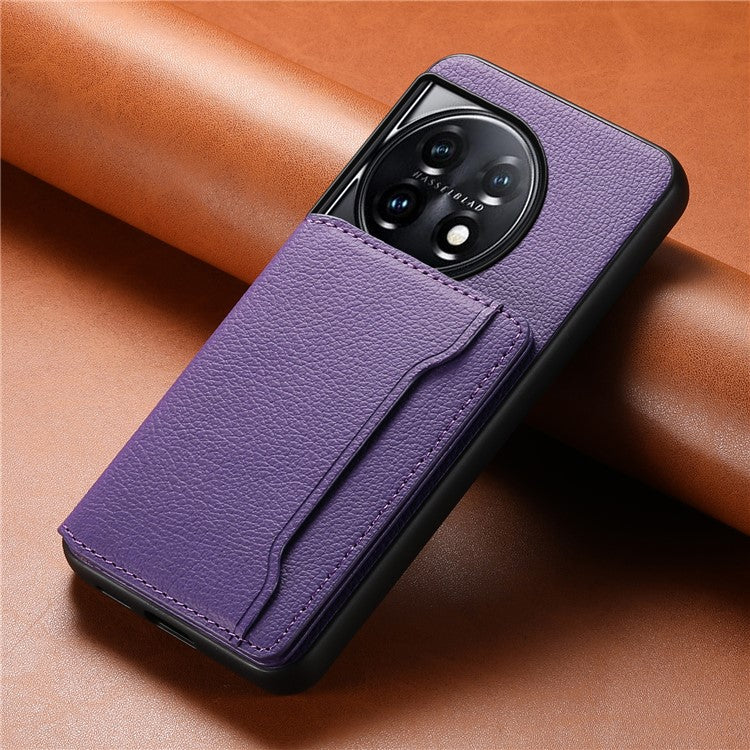 For OnePlus 11 5G Case PU Leather Coated PC+TPU Protective Phone Cover - Purple