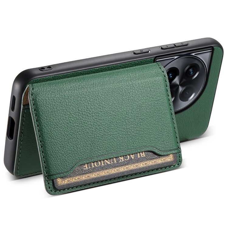 For OnePlus Ace 2 5G / 11R 5G Case Calf Texture Leather Coated PC+TPU Cover with Card Slots - Green
