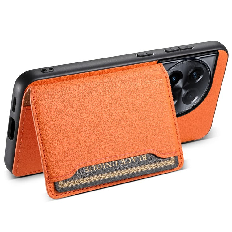 For OnePlus Ace 2 5G / 11R 5G Case Calf Texture Leather Coated PC+TPU Cover with Card Slots - Orange