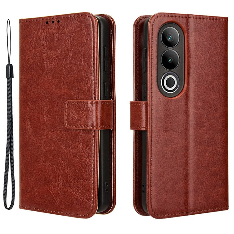For OnePlus Ace 3V 5G Case Crazy Horse Texture Leather Folio Phone Cover - Brown