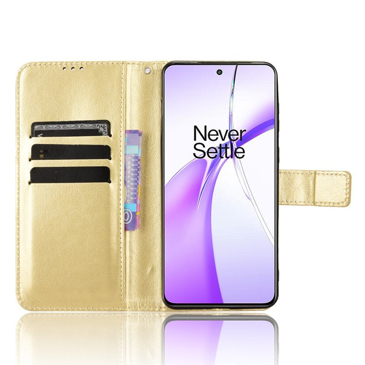 For OnePlus Ace 3V 5G Case Crazy Horse Texture Leather Folio Phone Cover - Gold