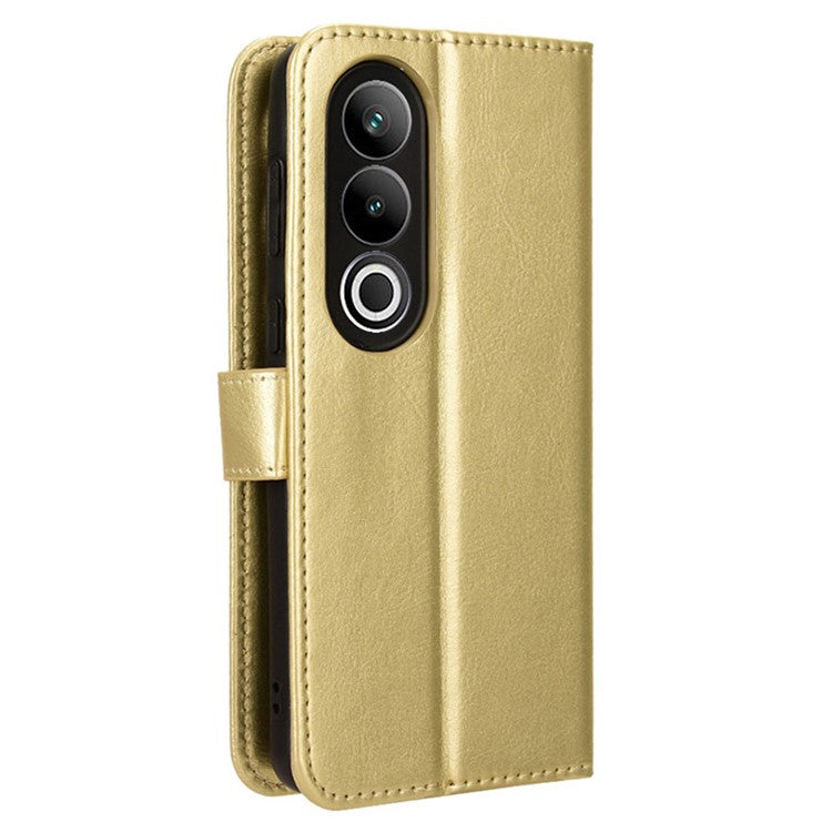 For OnePlus Ace 3V 5G Case Crazy Horse Texture Leather Folio Phone Cover - Gold