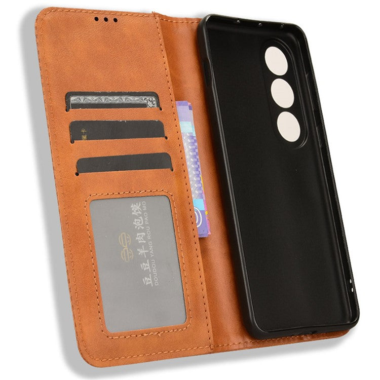 For OnePlus Ace 3V 5G Wallet Case Retro Leather Magnetic Closing Phone Cover - Brown