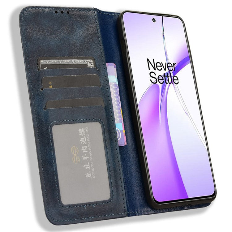 For OnePlus Ace 3V 5G Wallet Case Retro Leather Magnetic Closing Phone Cover - Blue