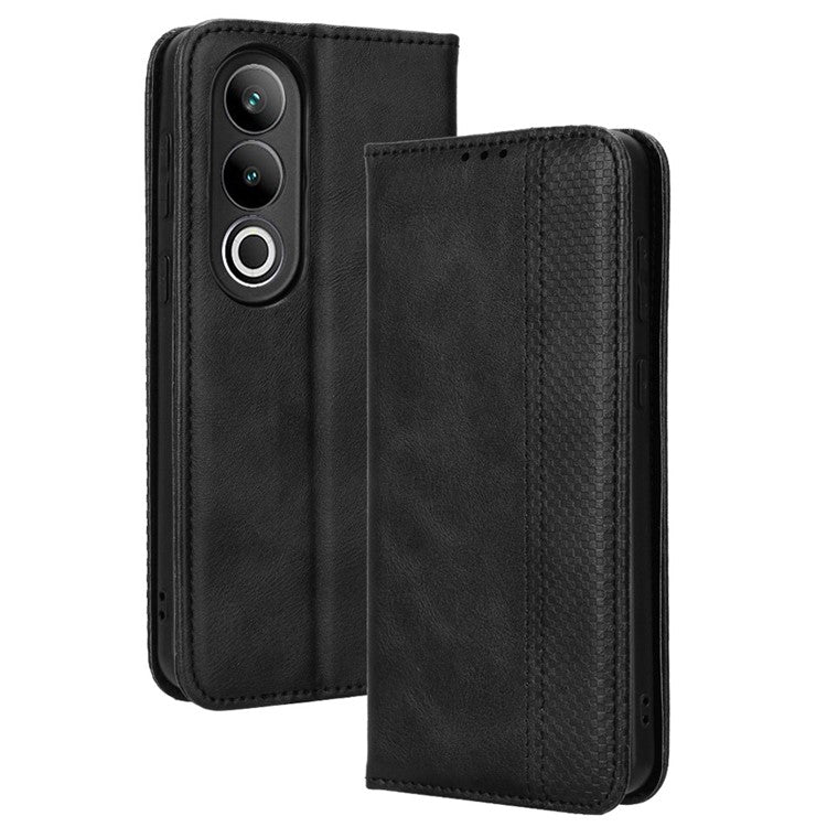 For OnePlus Ace 3V 5G Wallet Case Retro Leather Magnetic Closing Phone Cover - Black