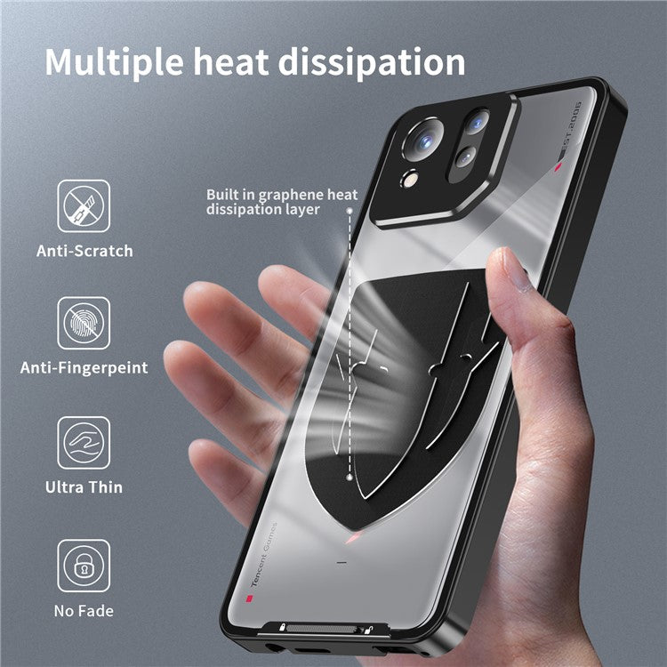 For Asus ROG Phone 8 5G / Phone 8 Pro 5G Case Graphene Heat Dissipation Phone Shell with Metal Lens Cover - Black