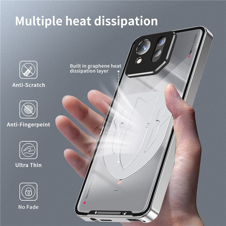 For Asus ROG Phone 8 5G / Phone 8 Pro 5G Case Graphene Heat Dissipation Phone Shell with Metal Lens Cover - Silver
