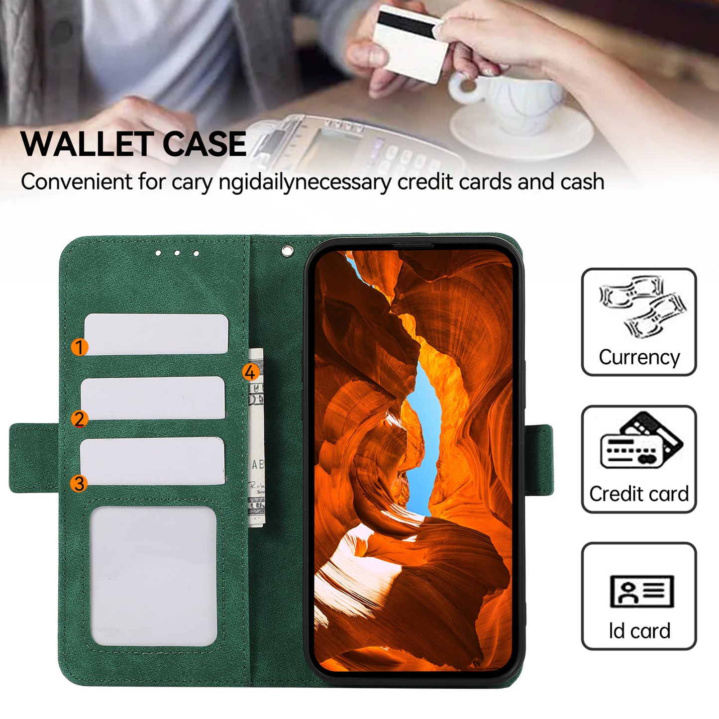 ABEEL For Samsung Galaxy S20 FE / S20 FE 5G / S20 FE 2022 / S20 Lite Magnetic Case RFID Blocking Folio Flip Style Phone Cover - Green