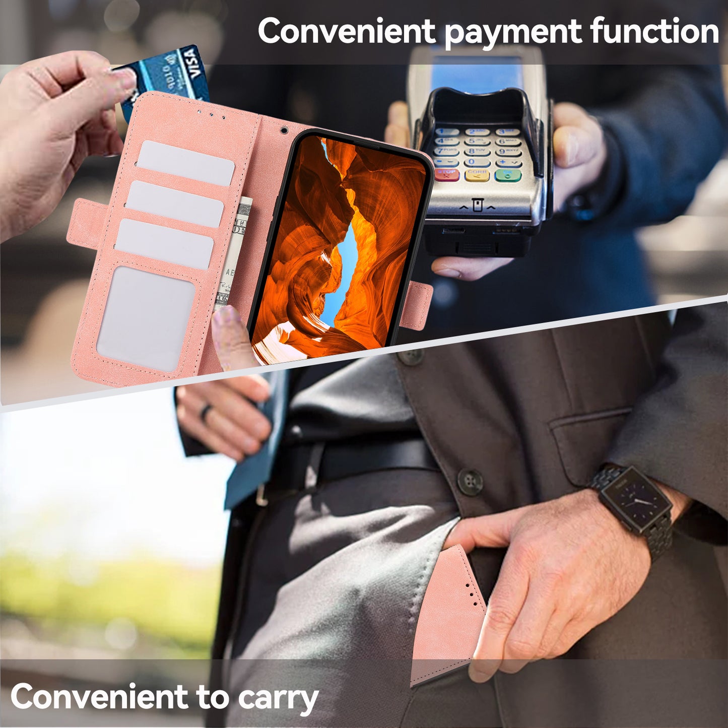 ABEEL For Samsung Galaxy S20 FE/S20 FE 5G/ S20 FE 2022/S20 Lite Magnetic Case RFID Blocking Folio Flip Style Phone Cover - Pink