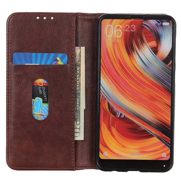 For OnePlus Nord CE4 5G Magnetic Case Litchi Texture Split Leather Phone Cover - Brown