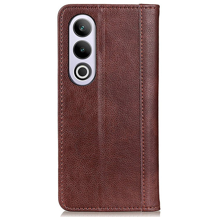 For OnePlus Nord CE4 5G Magnetic Case Litchi Texture Split Leather Phone Cover - Brown