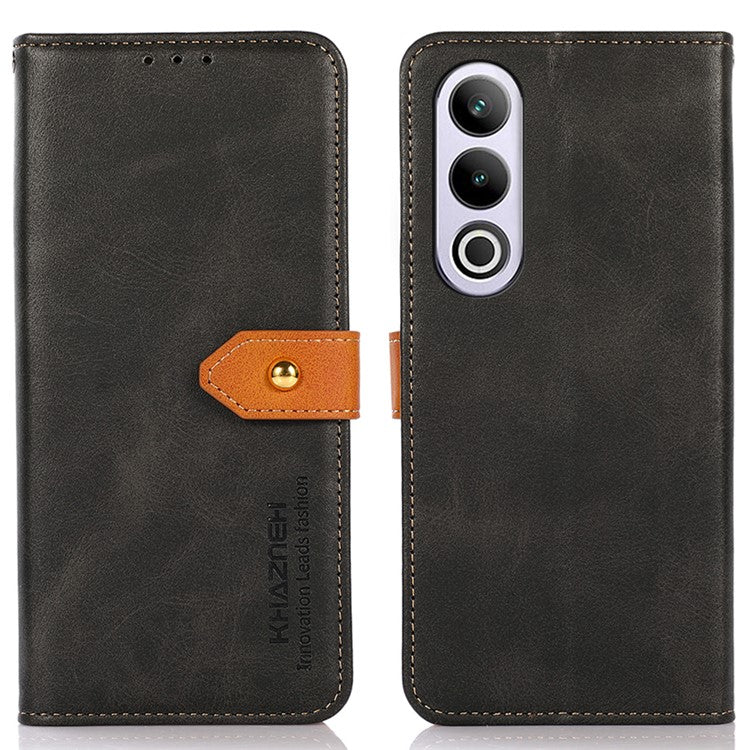KHAZNEH For OnePlus Nord CE4 5G Magnetic Flip PU Leather Case Cell Phone Stand Cover - Black