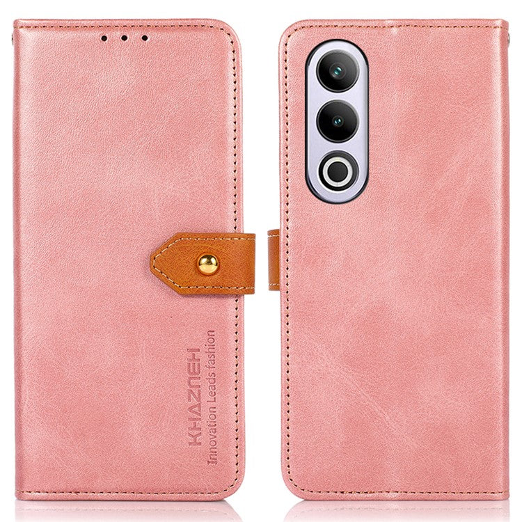KHAZNEH For OnePlus Nord CE4 5G Magnetic Flip PU Leather Case Cell Phone Stand Cover - Rose Gold