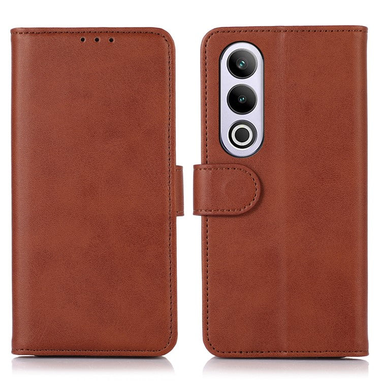 For OnePlus Nord CE4 5G Case PU Leather Cowhide Texture Card Slots Wallet Phone Cover - Brown