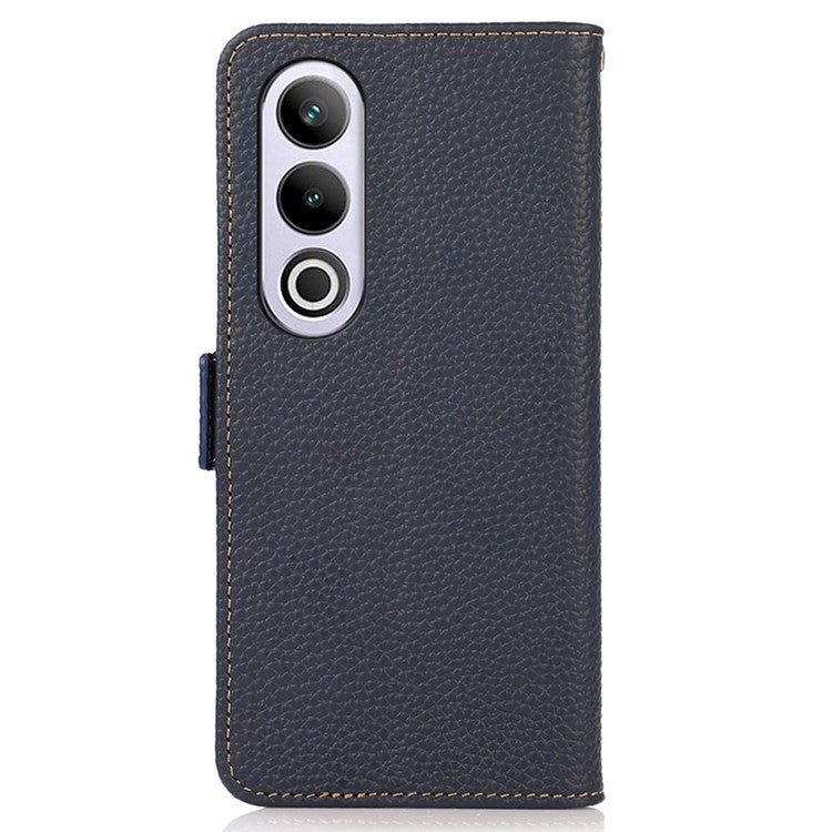 KHAZNEH For OnePlus Nord CE4 5G RFID Blocking Case Genuine Cow Leather Phone Cover - Blue