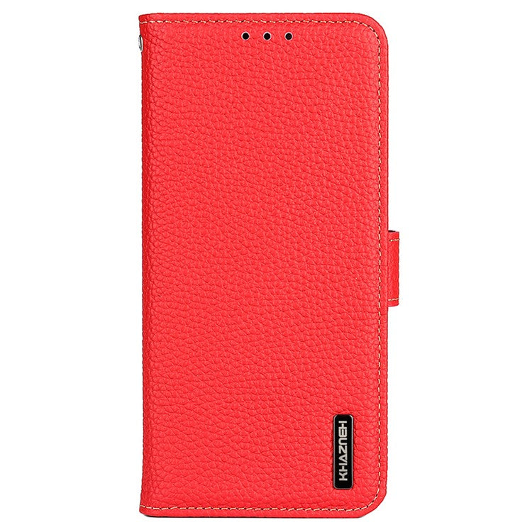 KHAZNEH For OnePlus Nord CE4 5G Phone Stand Case Support Stand Genuine Cow Leather Phone Cover - Red