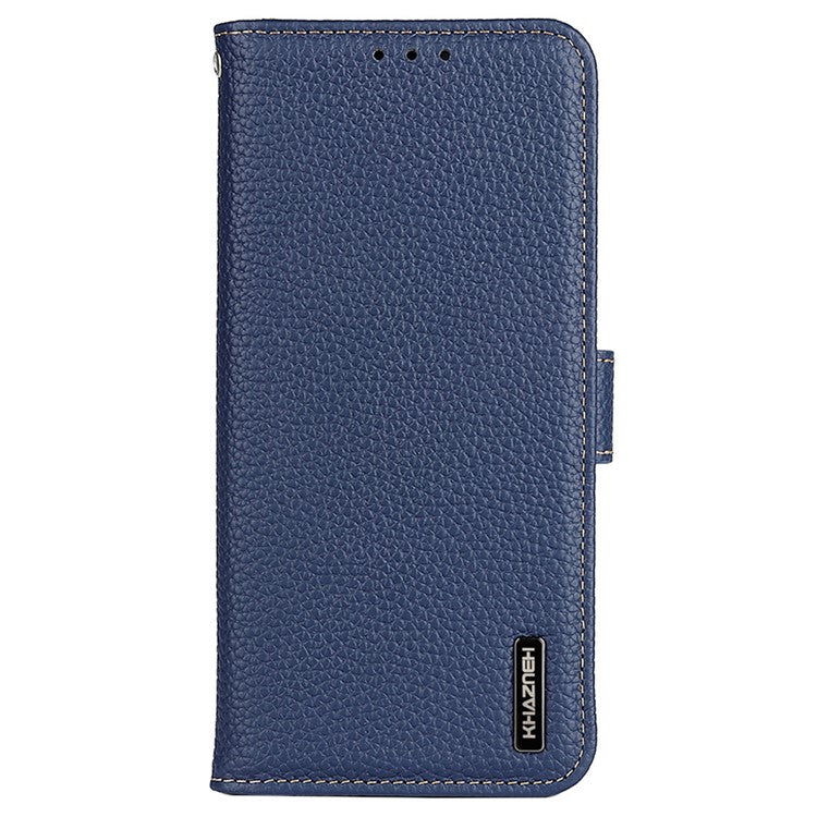 KHAZNEH For OnePlus Nord CE4 5G Phone Stand Case Support Stand Genuine Cow Leather Phone Cover - Blue
