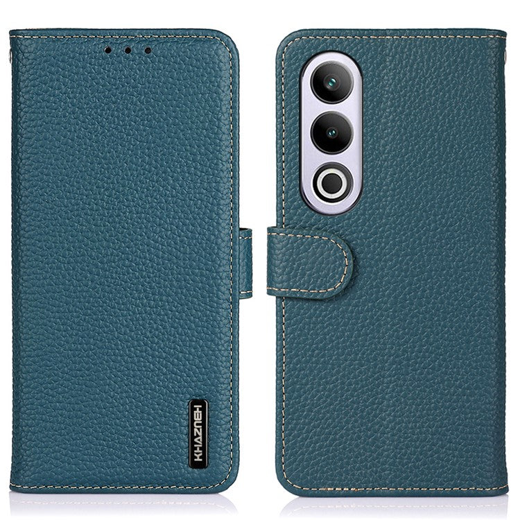 KHAZNEH For OnePlus Nord CE4 5G Phone Stand Case Support Stand Genuine Cow Leather Phone Cover - Green