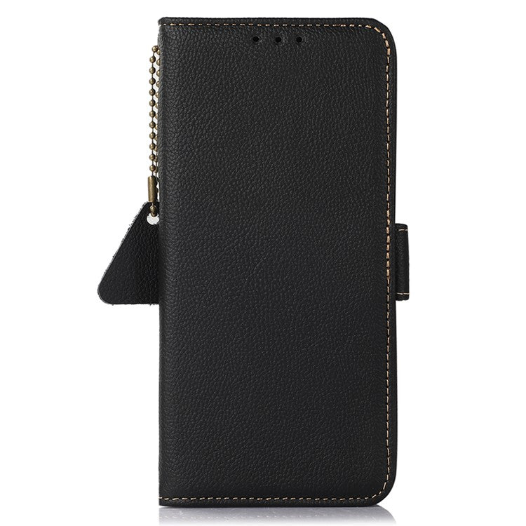 TJ For OnePlus Nord CE4 5G RFID Blocking Case Genuine Cow Leather Cover - Black