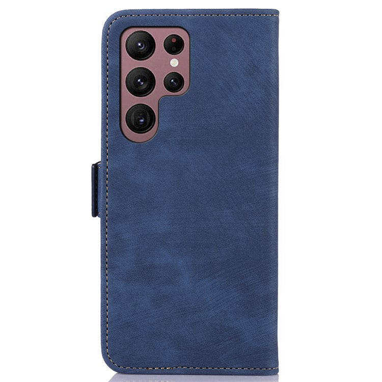 ABEEL For Samsung Galaxy S21 Ultra 5G Retro Phone Stand Case PU Leather Protective Cover - Blue