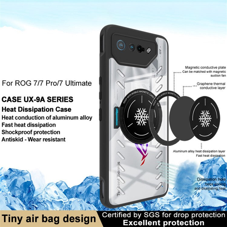 IMAK UX-9A Series for Asus ROG Phone 7 5G / Phone 7 Ultimate 5G / Phone 7 Pro Case Clear PC+TPU Heat Dissipation Phone Shell