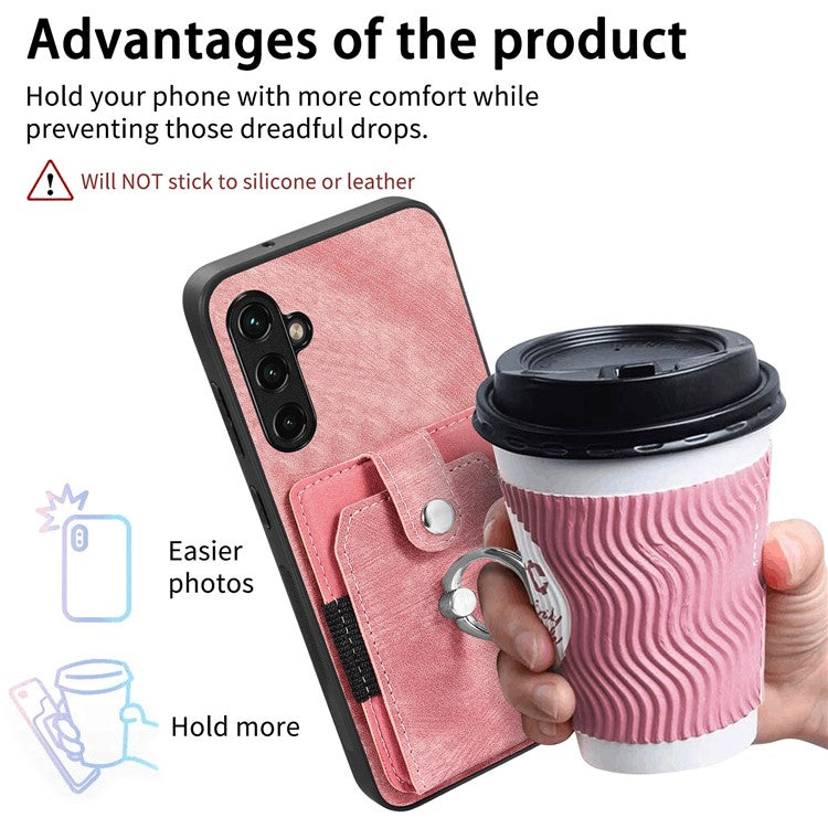 D2 For Samsung Galaxy A35 5G Case Vintage PU Leather+TPU Phone Cover with Ring Kickstand - Green