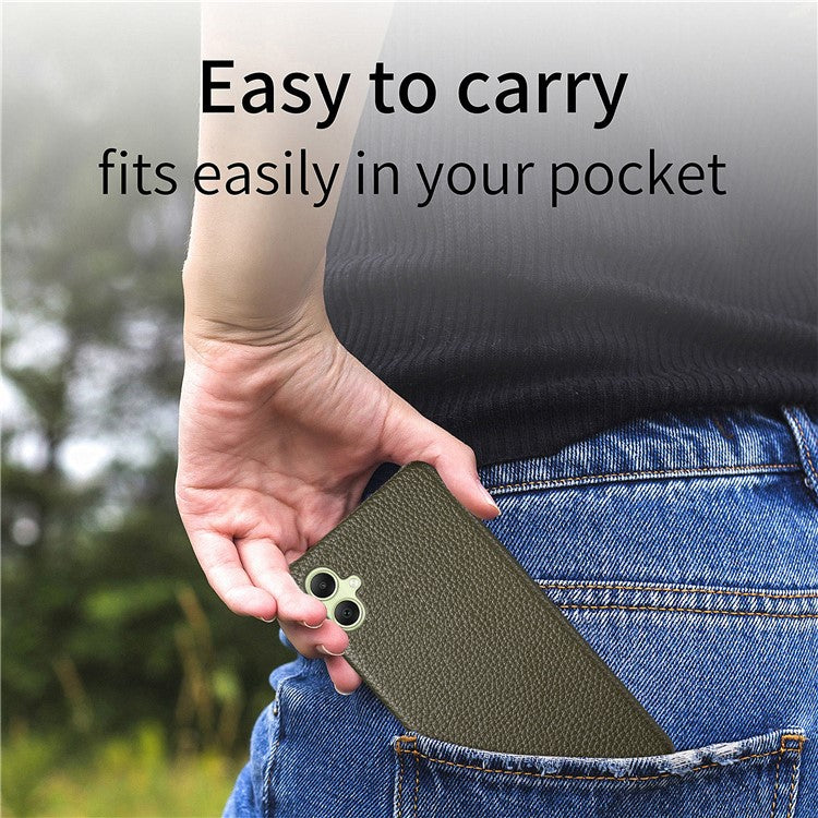 Y1 For Samsung Galaxy A05 4G Case Litchi Texture PU Leather+PC Anti-Scratch Cover - Midnight Green