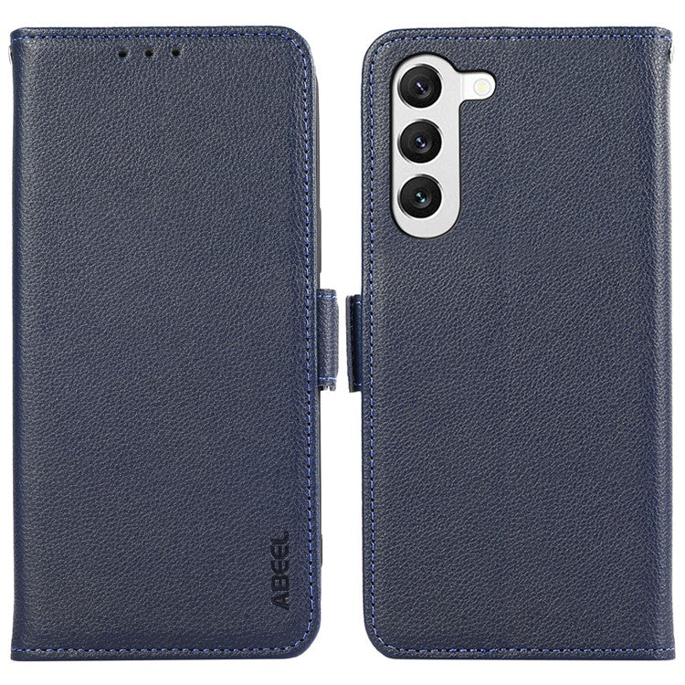 ABEEL For Samsung Galaxy S22+ 5G Case PU Leather RFID Blocking Card Holder Wallet Phone Cover - Blue