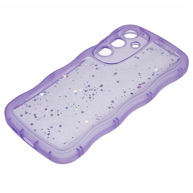 JTW Series for Samsung Galaxy S24+ TPU Case Wavy Edge Epoxy Slim Phone Cover - Transparent Purple