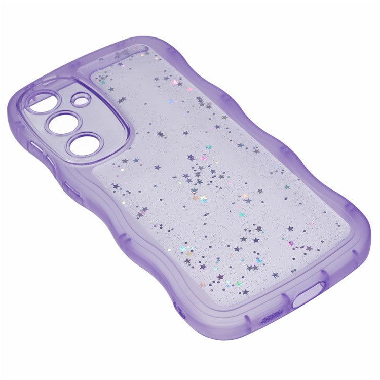 JTW Series for Samsung Galaxy S24+ TPU Case Wavy Edge Epoxy Slim Phone Cover - Transparent Purple